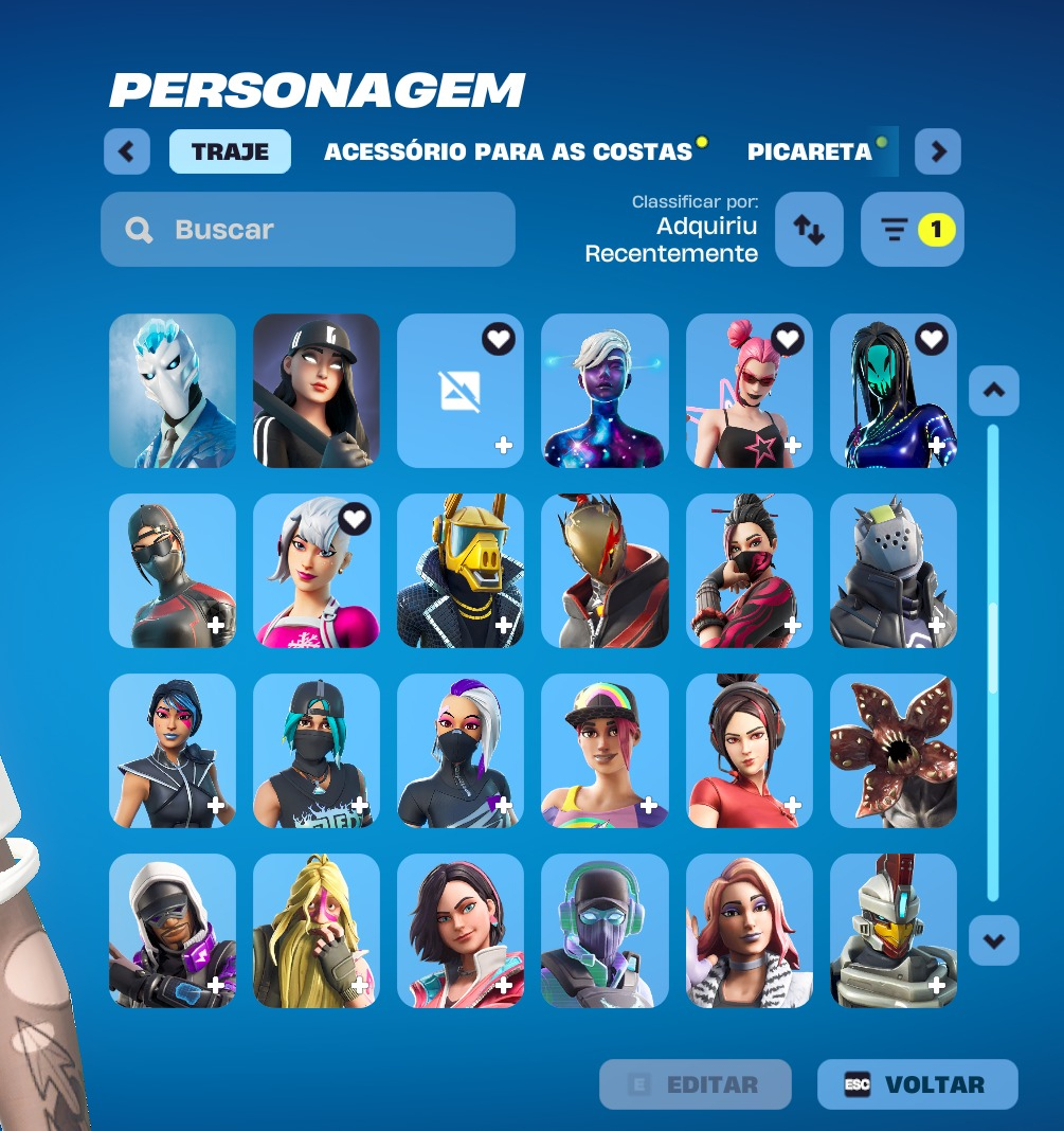 CONTA ANTIGA 175 SKINS ARIANA GRANDE, THE WEEKND, O CEIFADOR, 120 PICARETAS
