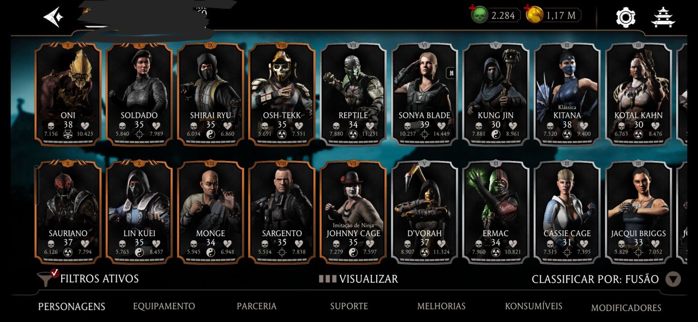 CONTA MK MOBILE - 18 DIAMANTES (RAIN F4, LIU KANG) + 200 CRISTAIS DRAGÃO.