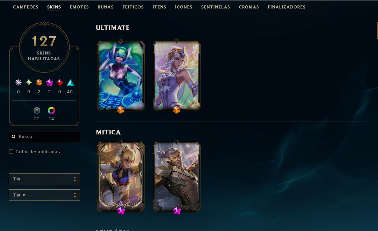 CONTA LEAGUE OF LEGENDS - 86 SKIN - MITICAS/LENDARIAS/EPICAS - FULL ACESSO