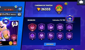 Conta brawl stars, 27k de troféu, full acesso, 74 brawles desbloqueado