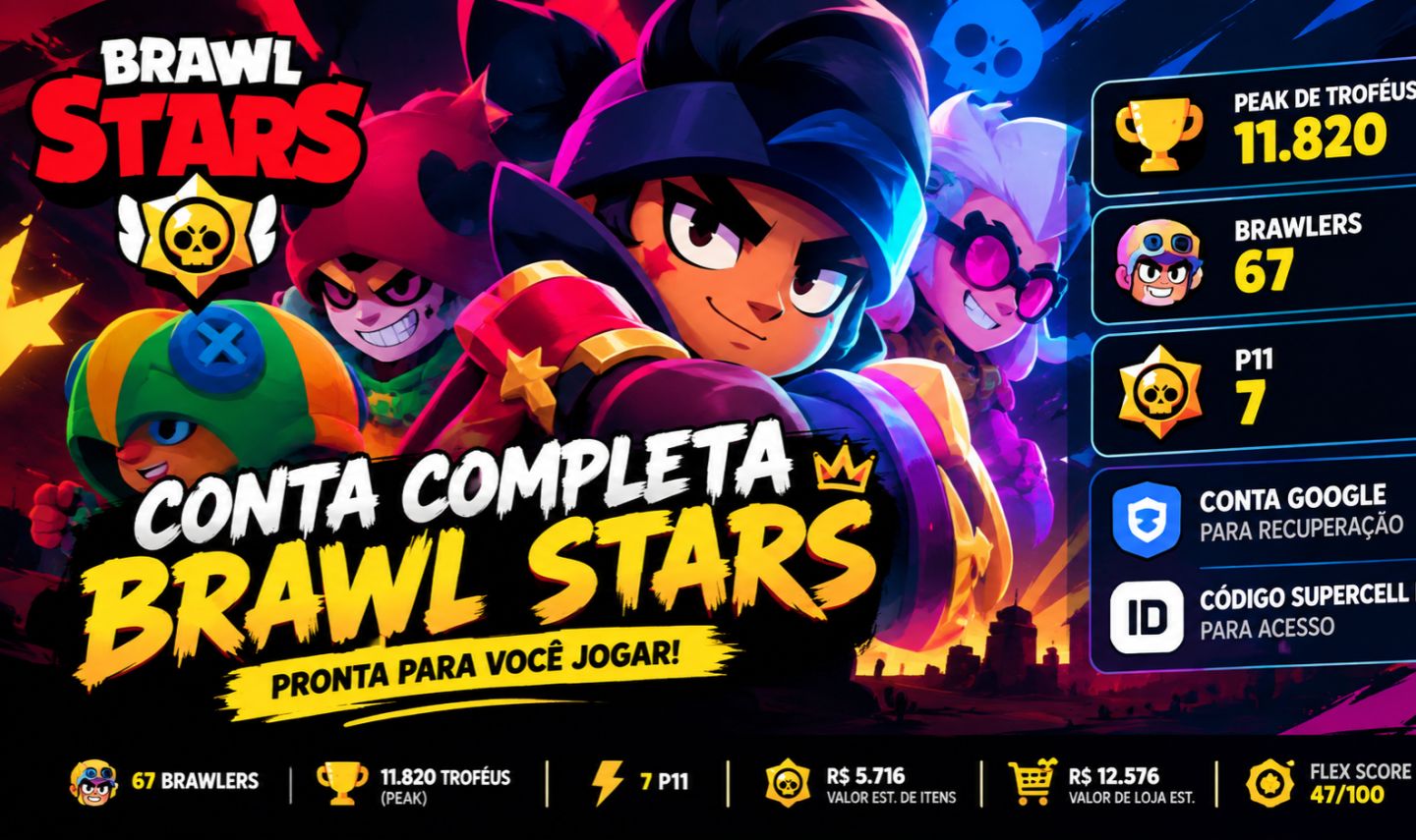 PROMOÇÃO CONTA BRAWL STARS | 67 BRAWLERS | 11.8K TROFÉUS | 7 P11