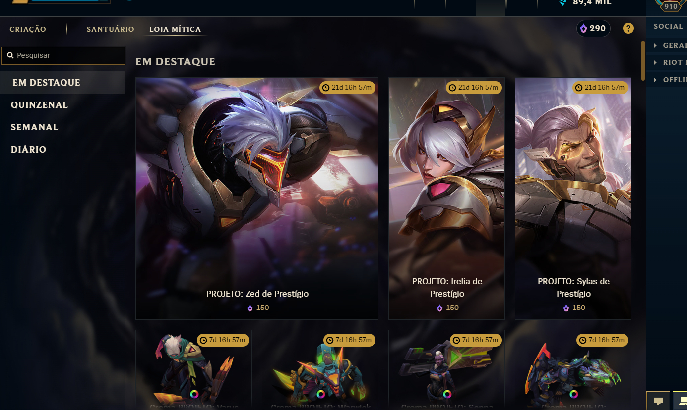Conta LVL 910 com 317 skins
