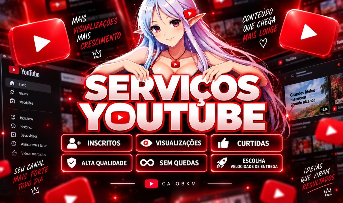 [MENOR PREÇO DO SITE] SERVIÇOS YOUTUBE - INSCRITOS - CURTIDAS - VIEWS