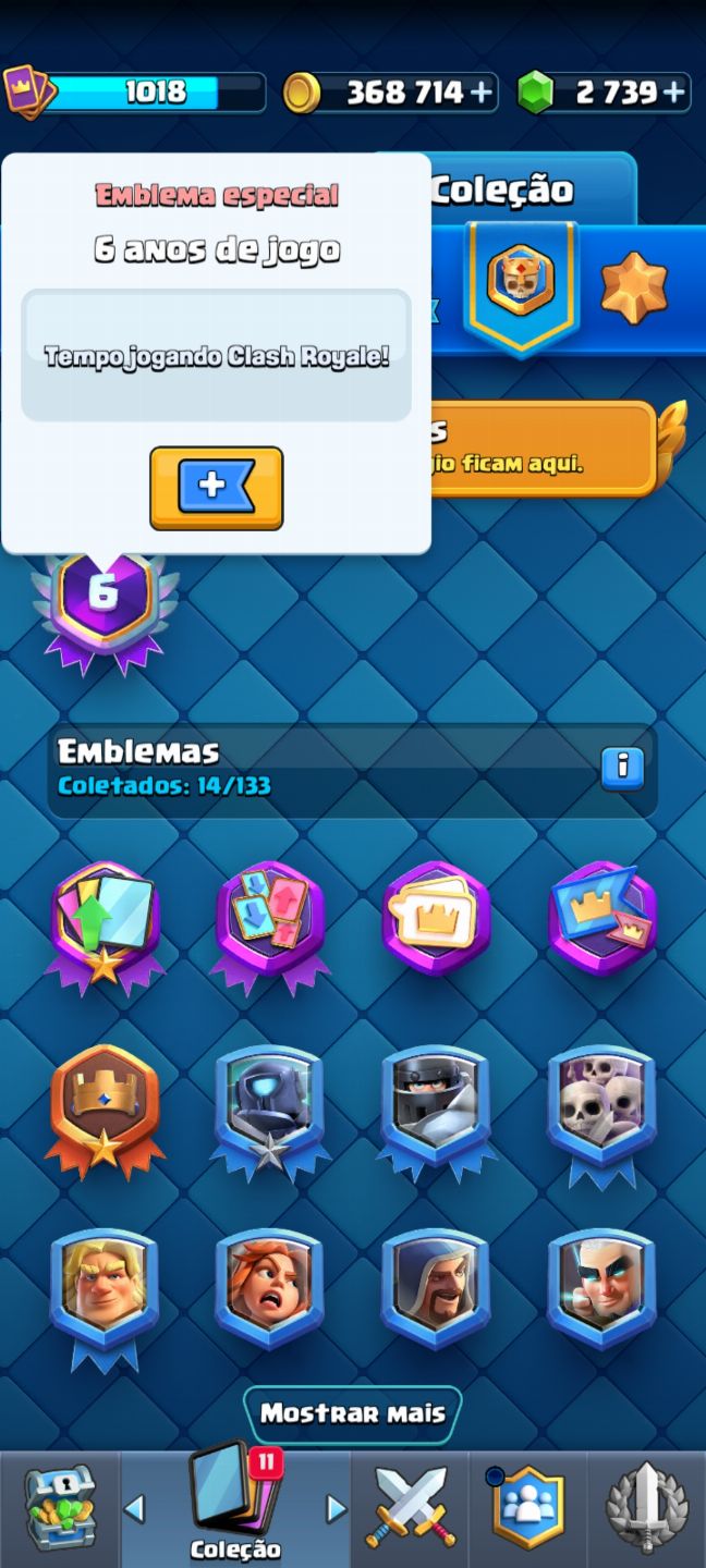 EMBLEMA 7 ANOS DE JOGO | 2.739 GEMAS | 6.526 TROFÉUS | Conta Clash Royale