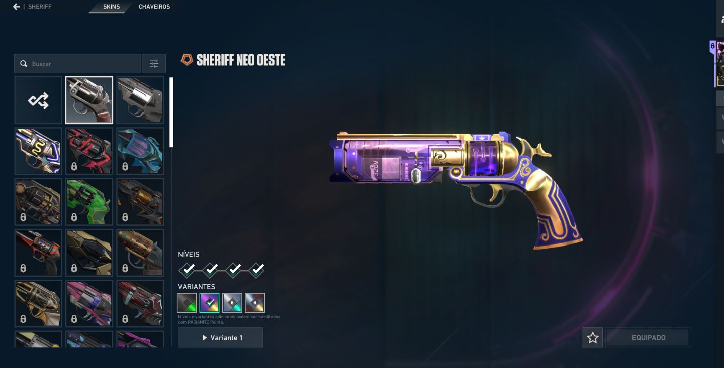 Conta de valorant - diamante 1 com pacote neo-oeste completo e outras skins
