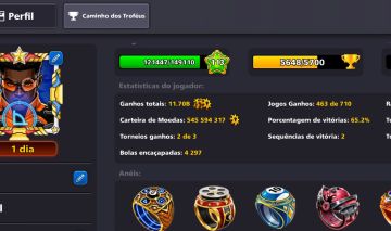 Conta de 8 ball pool com 500m e 79 notas