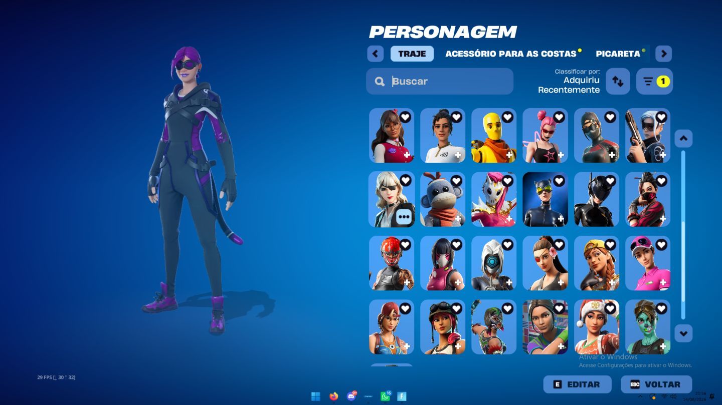 Conta de Fortnite com várias skins desde do capítulo 1 temporada 5