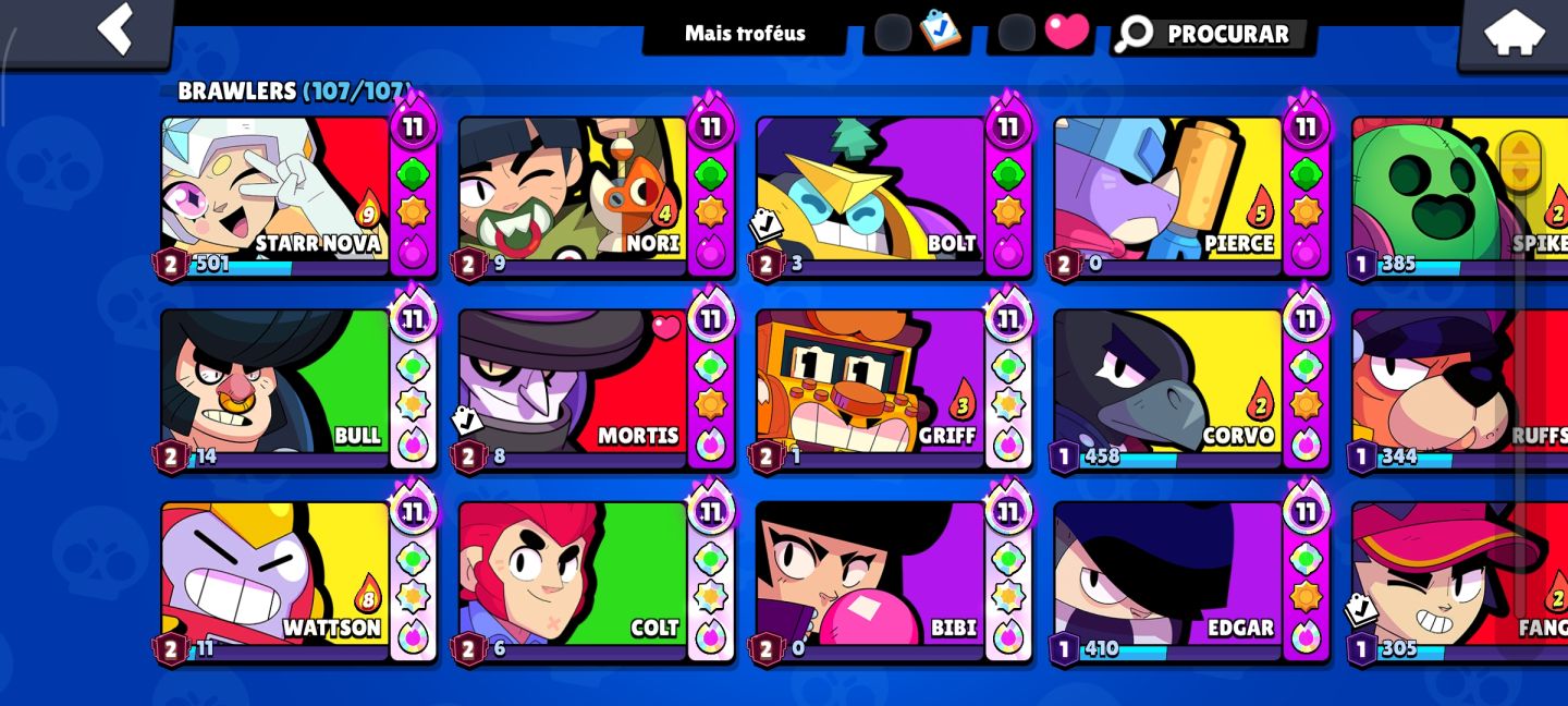 Conta de Brawl Stars Full brawlers e hypercargas