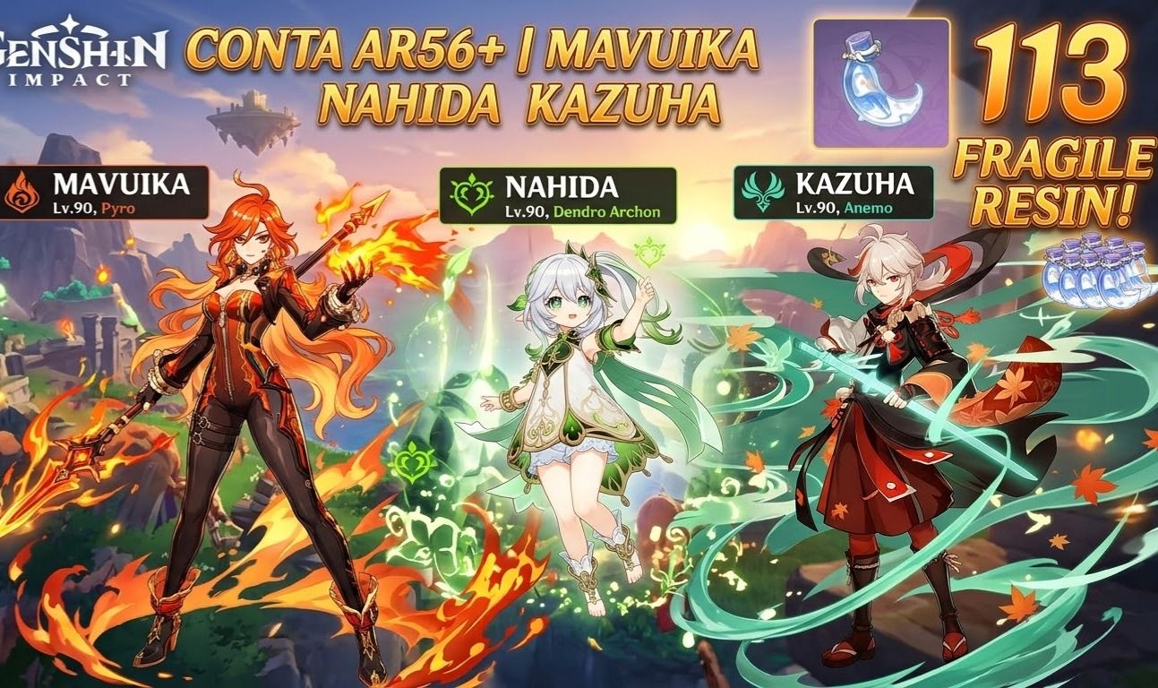 CONTA ENDGAME AR59 | MAVUIKA, NAHIDA, KAZUHA + BANNER GARANTIDO