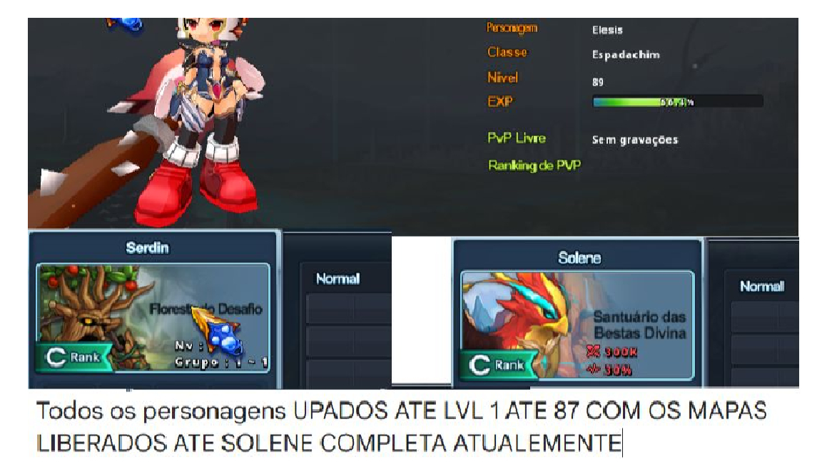 CONTA GRAND CHASE CLASSIC 24 PERSONAGENS NIVEL 90 SERDIN ATE SOLENE