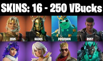 CONTA FORTNITE COM 16 SKINS HADES/ZEUS/POSEIDON/RUST/OSCAR/MEDUSA/KORRA