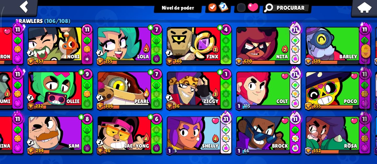 Conta de brawl stras MUITO UPADA com MESTRE NA RANK