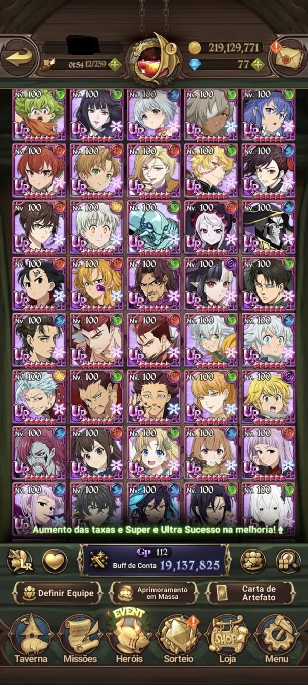 Conta do The Seven Deadly Sins grand cross com 19kk++