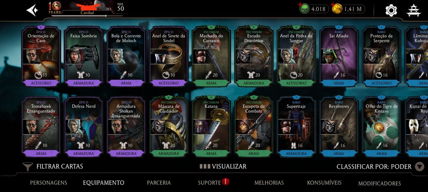 CONTA DE MK MOBILE COM 4K DE ALMAS E 8 CARTAS DIAMANTE MK11 E NIVEL 50 AVANÇADA