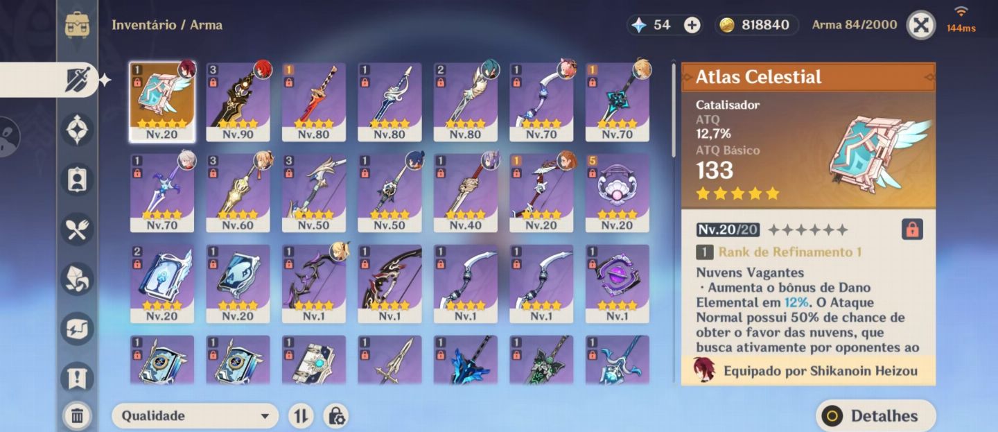 CONTA GENSHIN -ZHONGLI+KAZUHA+ T5+ALOY+KEQUING+ALTAS
