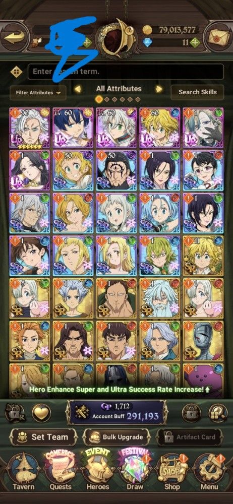 7DS GC Contas Iniciais Reroll (Meliodas Nêmesis / Gawain / Tristan)+2 BAU UR