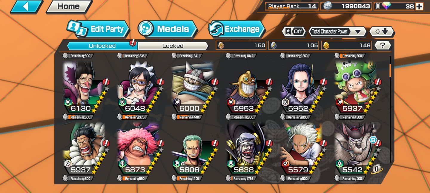 Conta de Bounty rush com barba negra, Aokiji e Rogerio EX