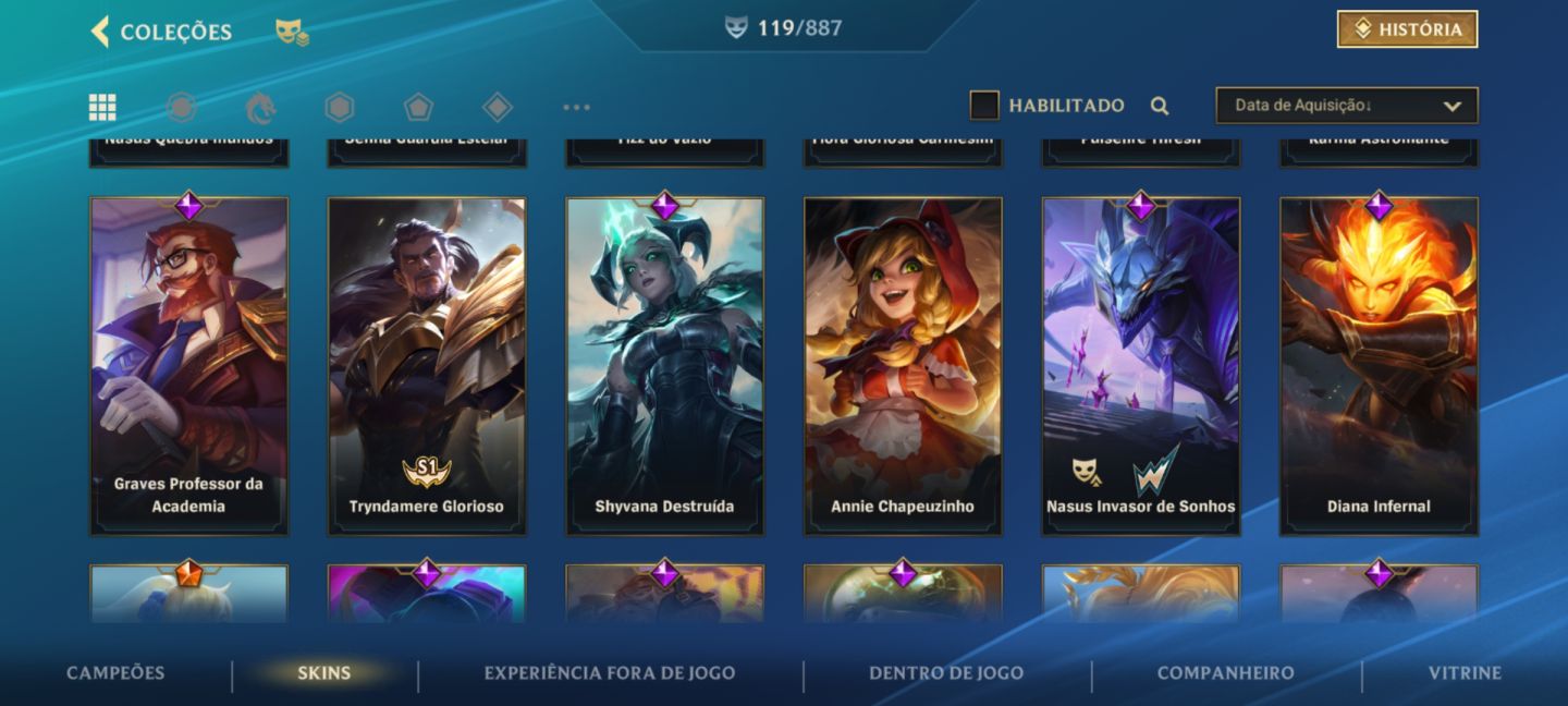 SKIN LENDÁRIA LUX R. DE CRISTAL/C. NEGRO E SENNA V. OESTE + 110 SKINS HABILITADA