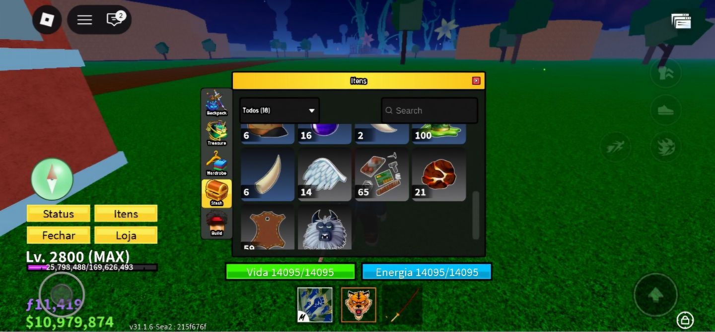 [LVL MAX] CONTA BLOX FRUITS TIGER FRUIT + PALE SCARF + ITENS RAROS