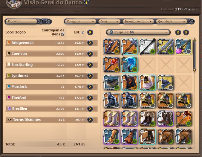 Conta Endgame Albion Online. Skin de Top1, Spec em craft e equipamentos +prata.