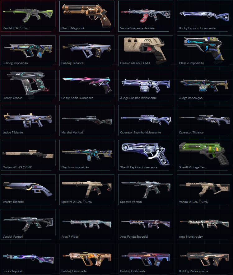 Conta Valorant Full acesso | 77 skins e 5 facas | Elo Peak BRONZE 1 | NIVEL 219