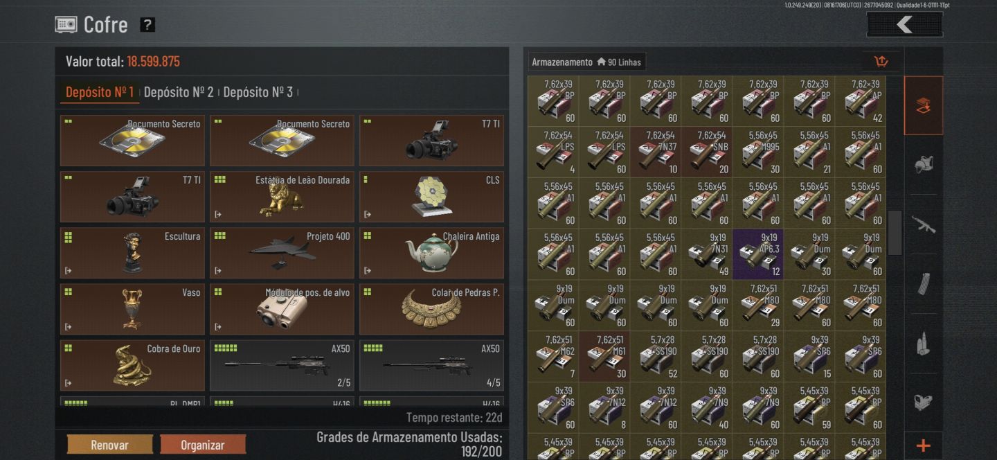Conta Arena Breakout | 60M no Armazém | Skins de Armas, Faca e Personagens