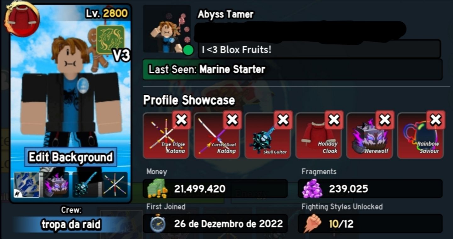 [WEREWOLF TIGER] 21M Beli + 239K Fragmentos + GH + TTK + CDK + Holiday Cloak