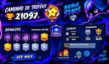 Conta Brawl Stars desde 2020 com itens valiosos e raros