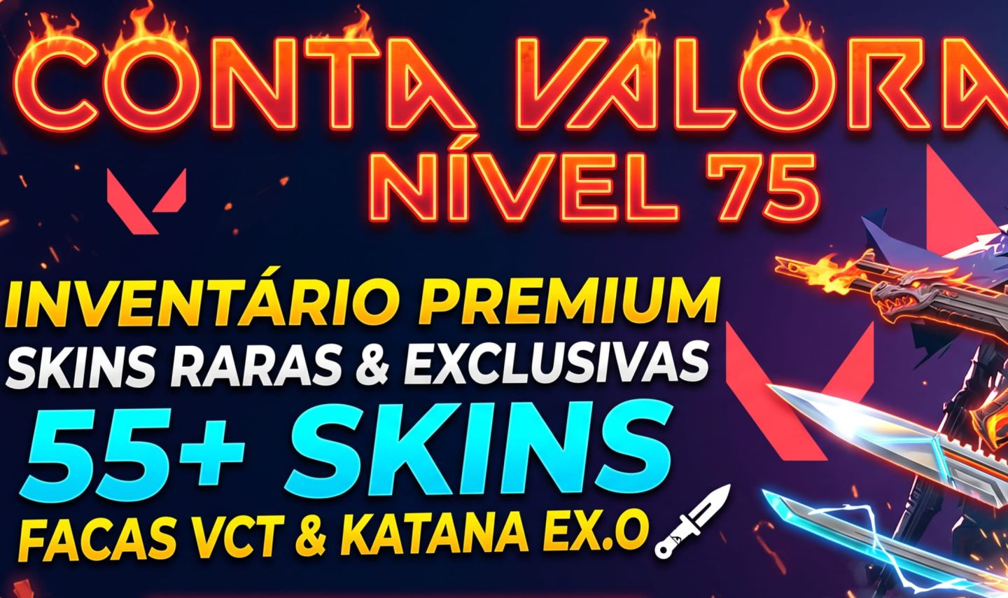 CONTA COM 55 SKINS, KATANA EX.O, FACA VCT LIMITADA, VANDALS E PHANTOMS PREMIUM