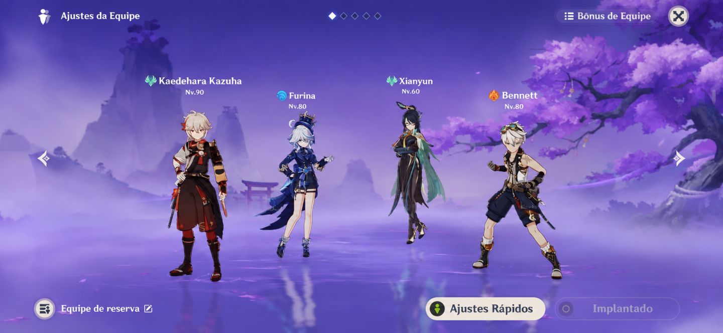 CONTA GENSHIN IMPACT AR 55 | 12 PERSONAGENS 5 + 4 ARMAS 5 | KAZUHA + FURINA
