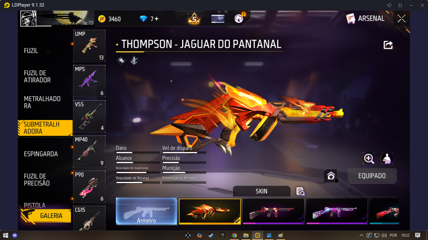 Conta de free fire antiga nivel 73