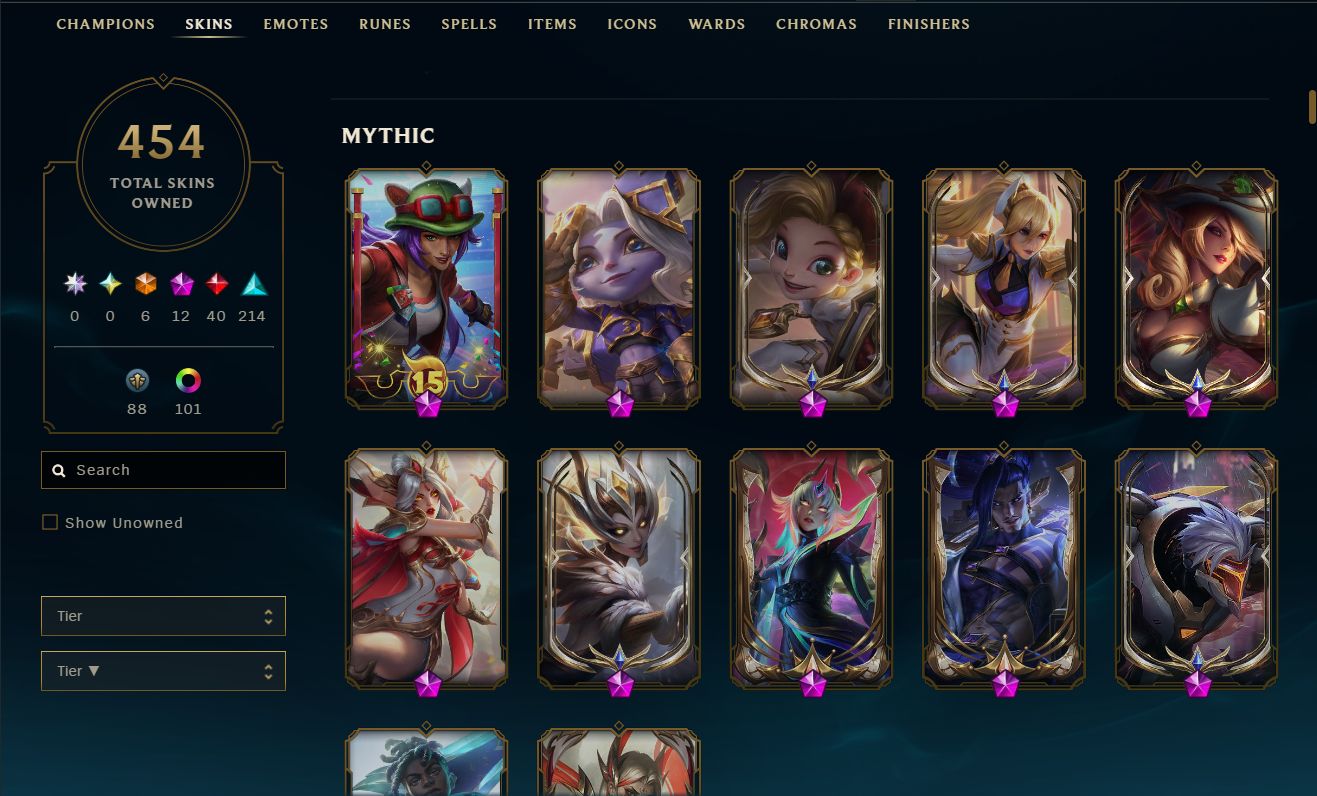 Conta League Of Legends Level 785 com 454 skins boas