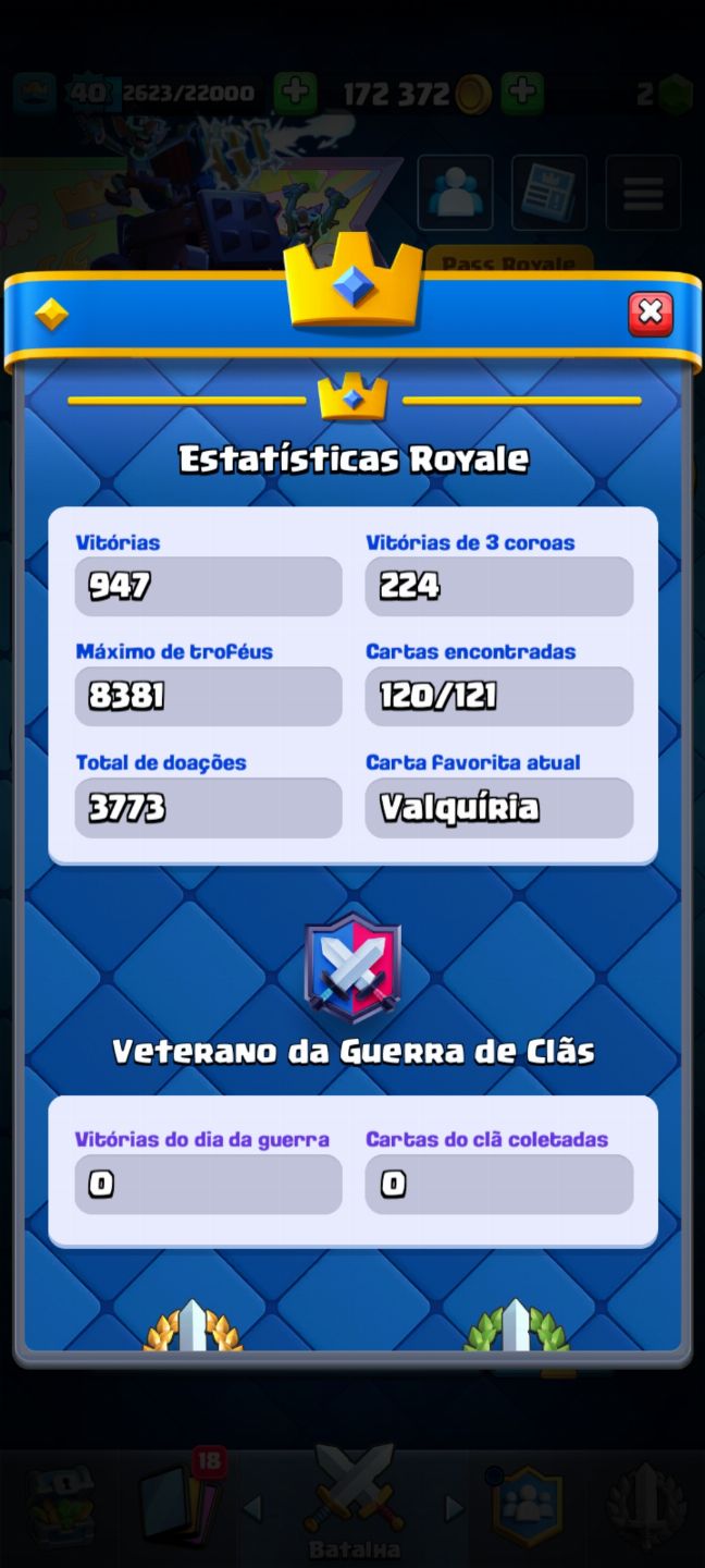 Conta Clash Royale Semi Full Cartas 120/121 8000 Trofeus Level 40