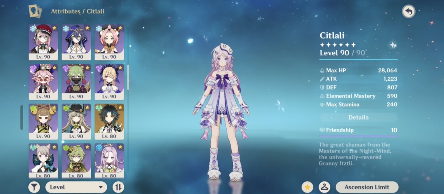 CONTA GENSHIN ENDGAME MAVUIKA + FURINA + CITLALI + SKINS