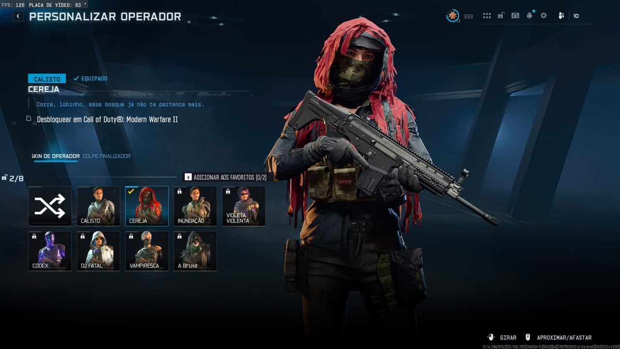 Conta warzone com Alucard, Izzy, Bailarina, Michael Myers