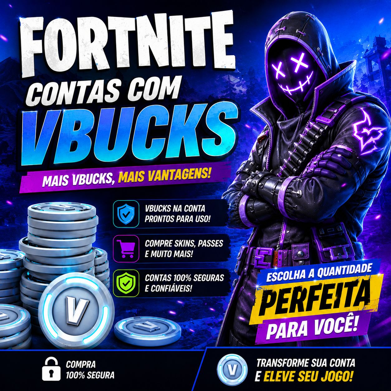 CONTAS DE FORTNITE COM VBUCKS [DE 200 A 2000 VBUCKS]