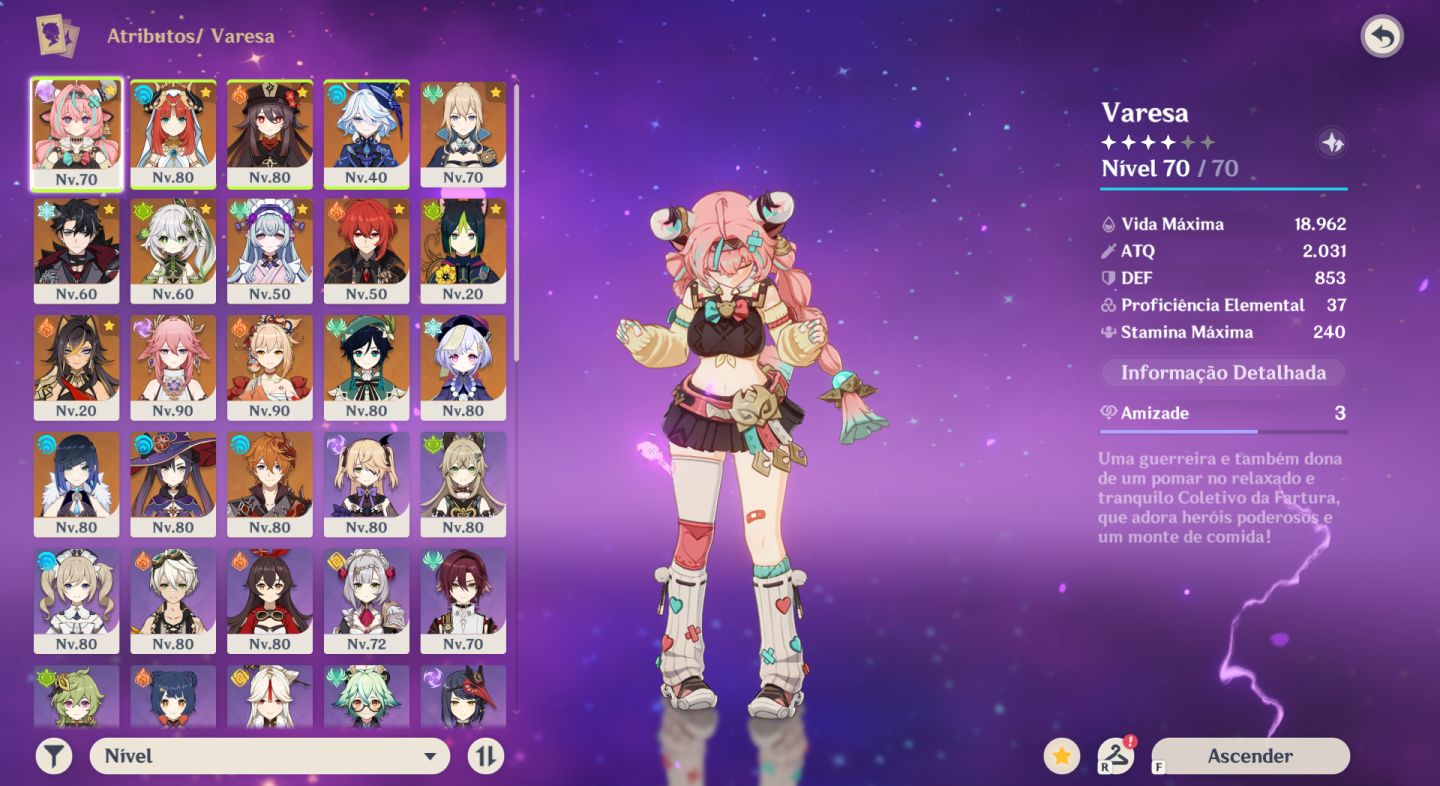 CONTA AR 57 | VARESA, FURINA, WRIOTHESLEY, YAE MIKO + 14 5 ESTRELAS