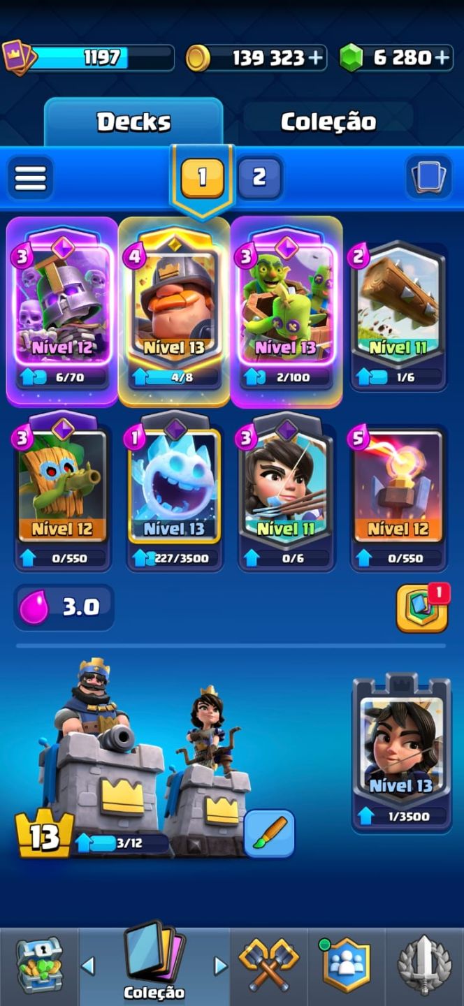 Conta Clash Royale com 6280 gemas, 11 Evoluções, Arena 23