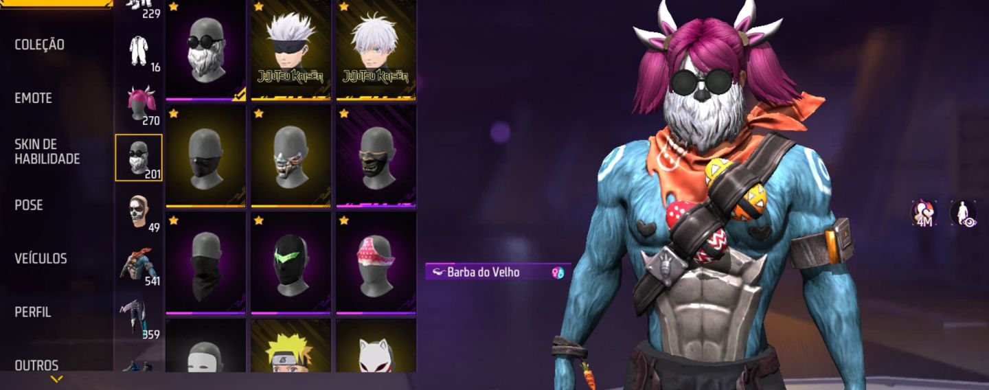 CONTA FREE FIRE MASCULINA RARA COELHAO TOP CRIMINAL E ANGELICAIS