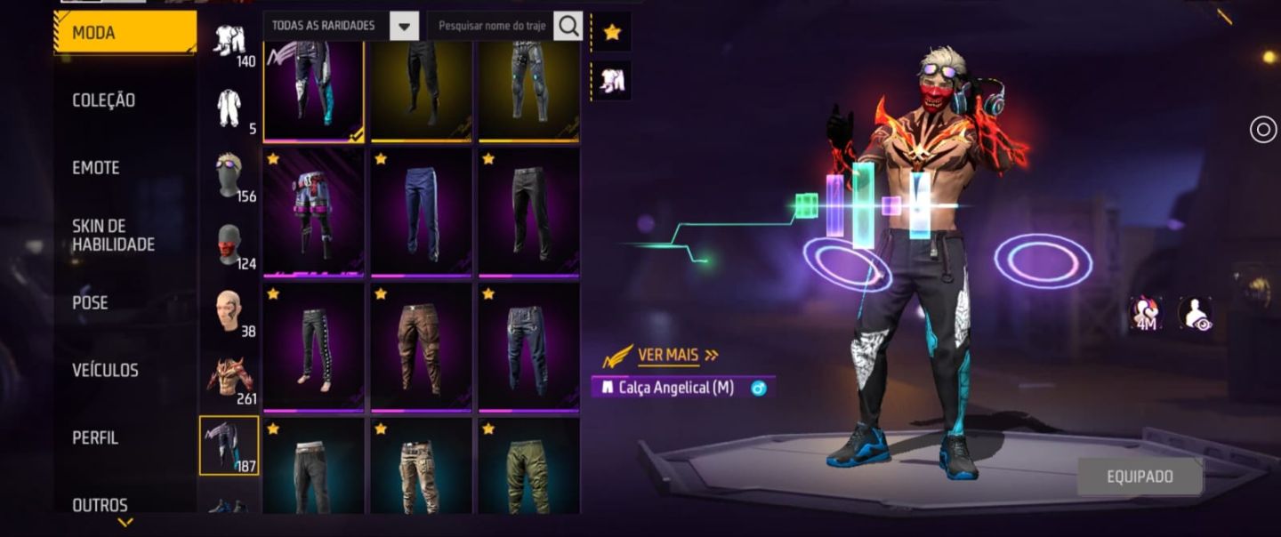 CONTA DE FREE FIRE COM ANGELICAL AZUL, PUNHO, DUNK MASTER, AUG EVOLUTIVA