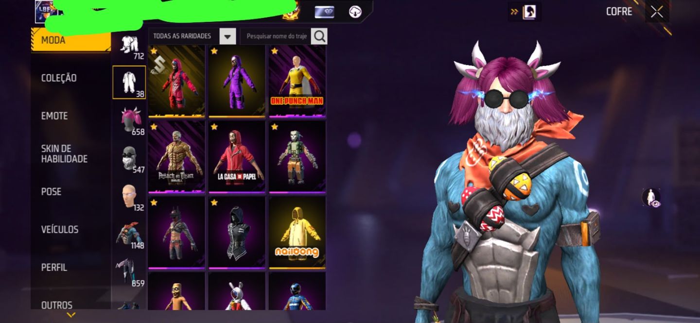 Conta de free Fire ex verificada com banner da LBFF