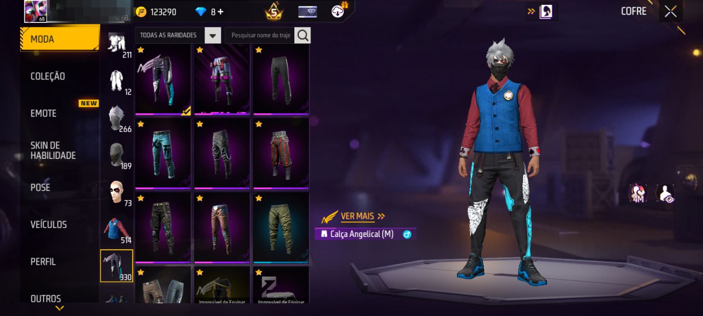 CONTA FF TOP | CALÇA ANGELICAL AZUL + PUNHO COBRA + MUITO GEMADA + CARTÃO NICK