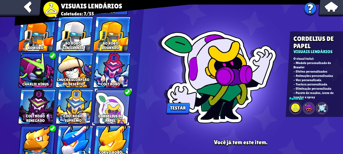 CONTA BRAWL STARS 99 BRAWLERS + BRAWL PASS PLUS ATIVO + 42K DE TROFEUS+ 162 SKIN