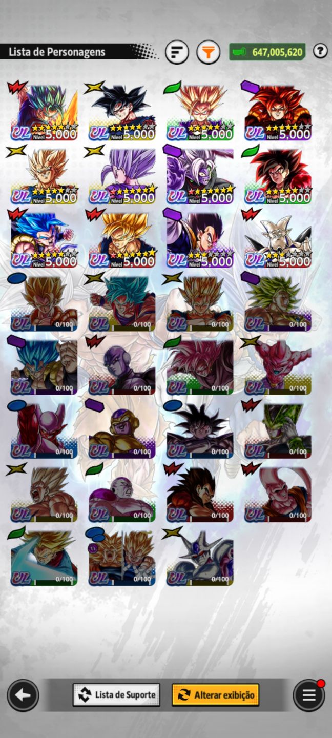 Conta end game dragon ball legends com 12 ultras