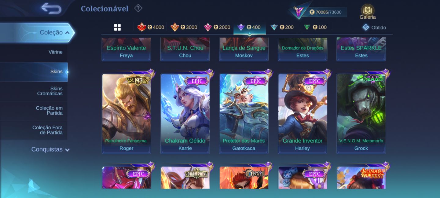 CONTA COLECIONADOR RENOMADO 2 FULL HERÓIS E 309 SKINS