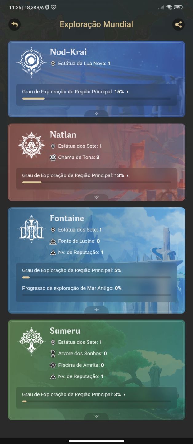 Conta genshin ar 55/valor negociável.