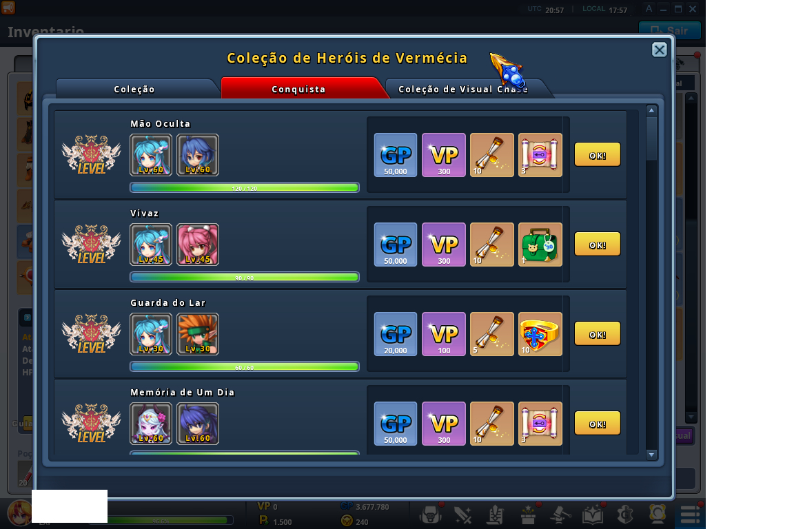 CONTA GRAND CHASE CLASSIC 24 PERSONAGENS NIVEL 90 SERDIN ATE SOLENE