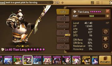 Conta starter summoners war com 3 ld 5 estrelas (Tian Lang, Leona, Groa)