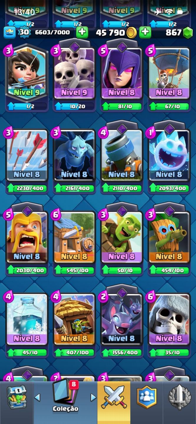 CONTA CLASH ROYALE NIVEL 30