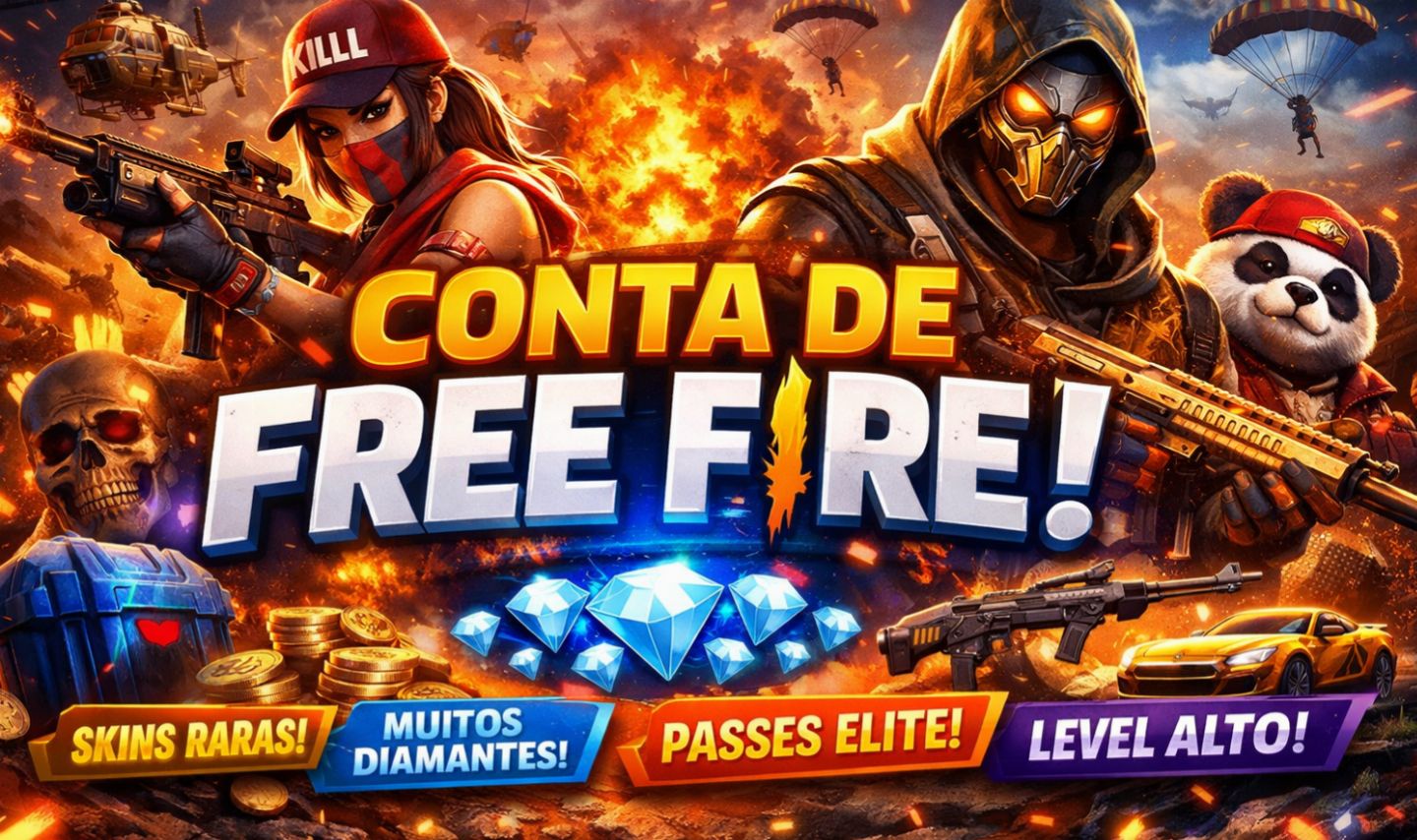 Conta free fire+ 6 anos